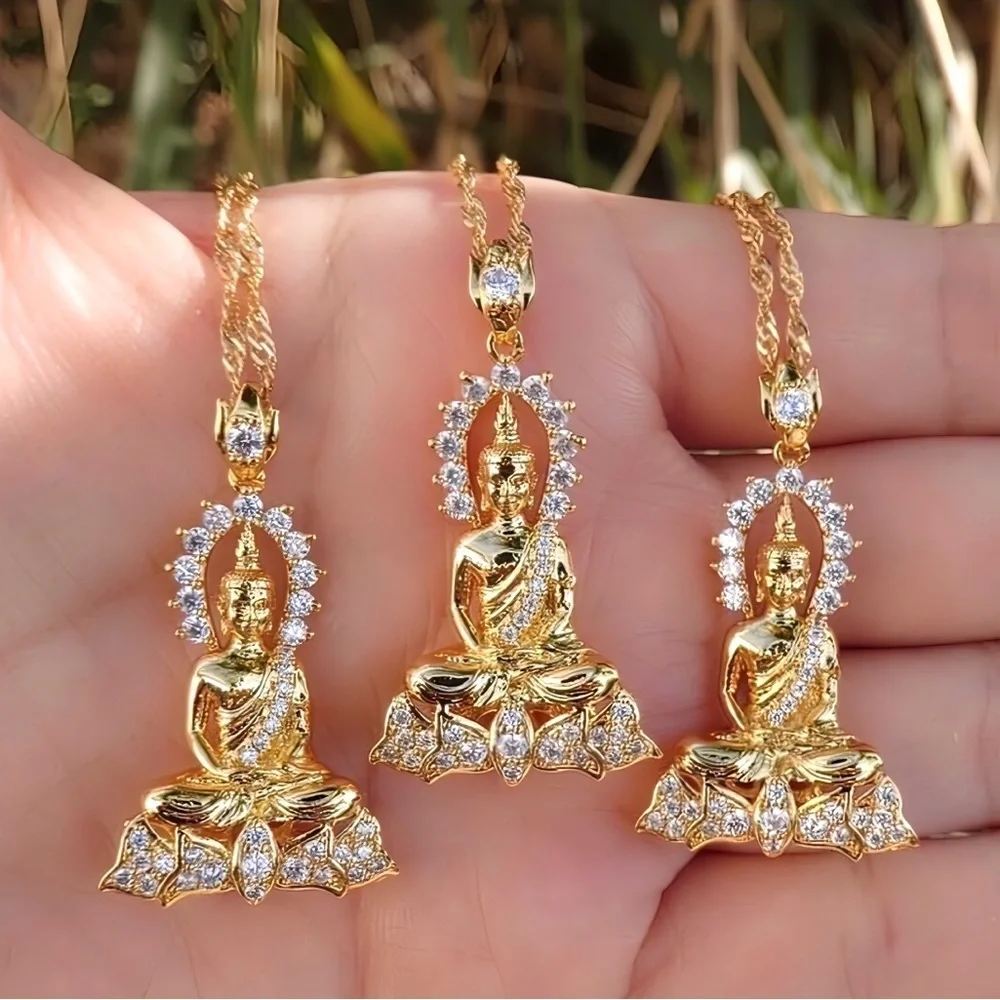 Gold Buddha Pendant Necklace 18 inch